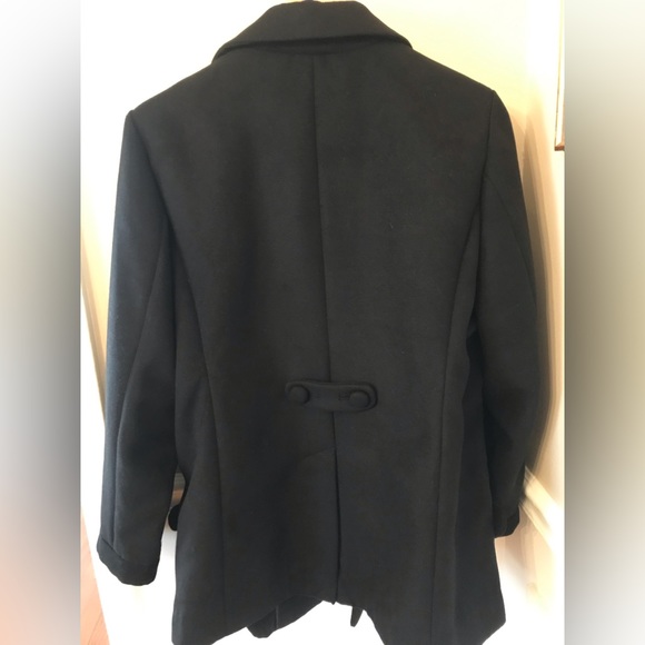 NWT Chicos Smooth Plush Daja Black Fleece Pea Coat Size 2 - Picture 7 of 11
